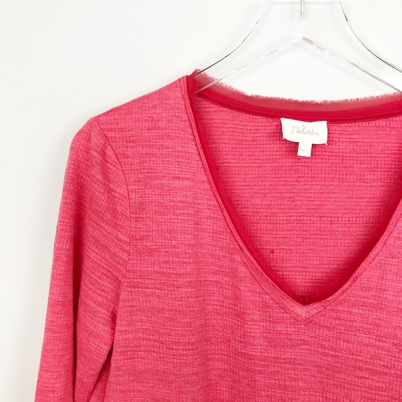 Anthropologie Deletta Ruffle Blouse Red Petite Med - Picture 2 of 6